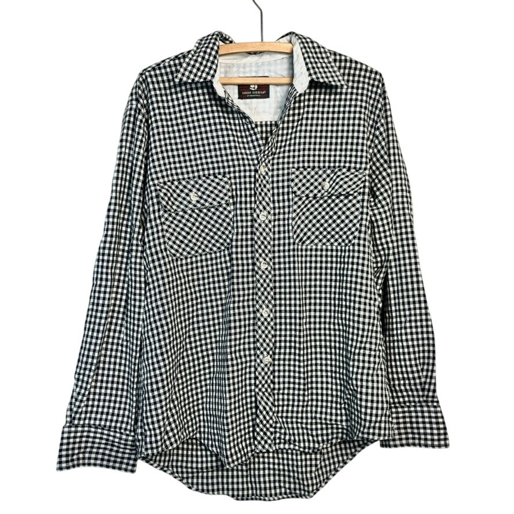 VTG High Sierra Mervyns black‎ Plaid Long Sleeve Flannel Button gorpcore gingham